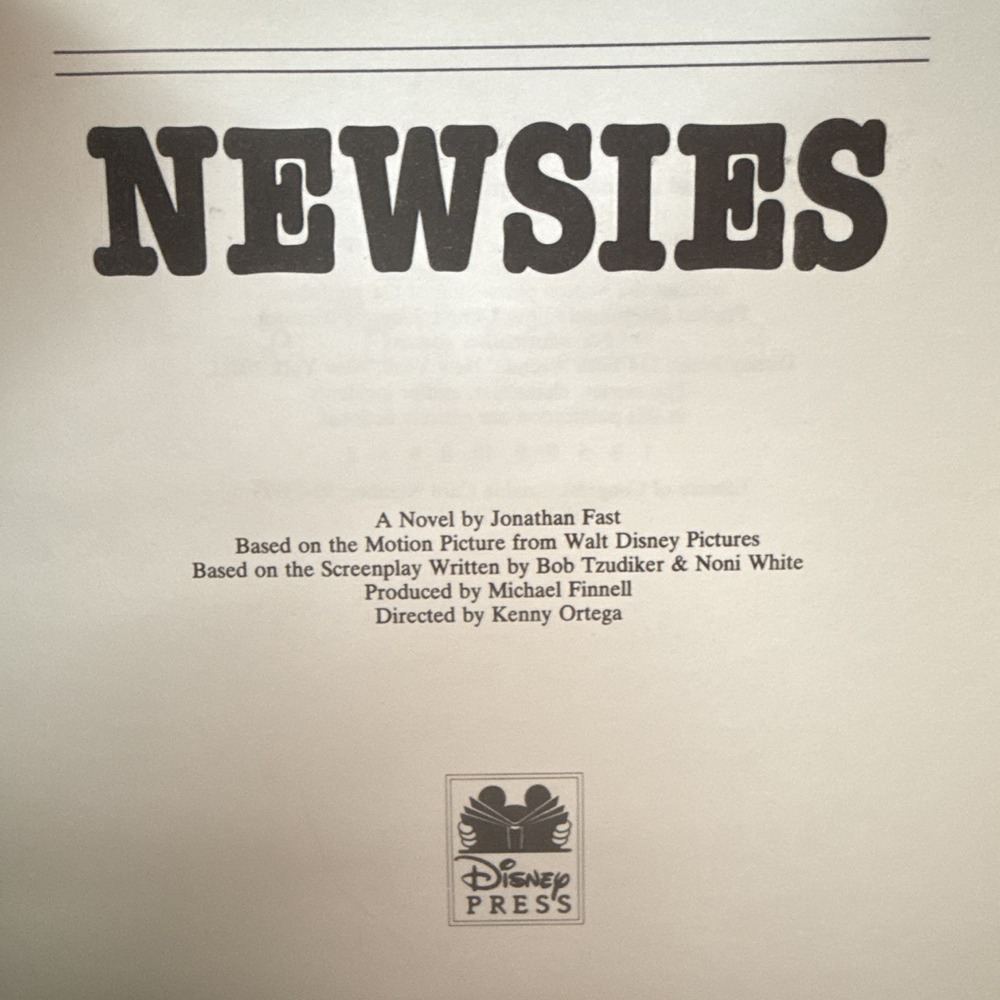 NEWSIES Jonathan Fast Movie Novelization Walt Disney (1992) 1st Printing Scarce! - Picture 13 of 16
